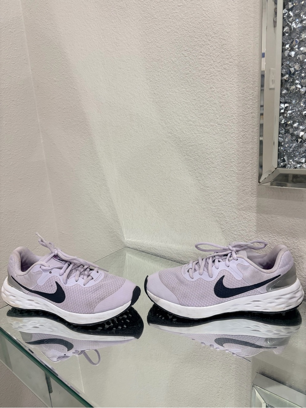 Nike Women's Lavender Running Shoes with Black Swoosh size 5.5Y